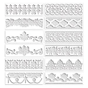 12pcs Fleur Bordure Pochoirs Mandala Pochoirs Réutilisables Découpe Peinture Modèles Pour Pochoirs D'artisanat Bricolage - Neuf