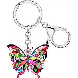 Kal-Porte-Cl&eacute;s Papillon Color&eacute; En Acrylique Porte-Cl&eacute;s Voiture Bijoux Insectes Charms Printemps-&Eacute;t&eacute; Pour Femme Fille Cadeaux Papillons - Neuf