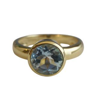 Yemaesre-Bague En Argent Sterling Plaqué Or Avec Topaze Bleue - Pierre Précieuse Facettée - Bijou Élégant Et Raffiné Pour Femme - Cadeau Idéal Pour Toutes Oc Ns (Us Size 8 / Diameter 18.2 / Eu 57) - Neuf