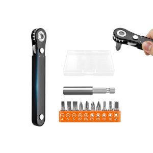 Jeu de tournevis de poche &agrave; cliquet 12 en 1 avec embouts et cl&eacute; pour la maison et les projets de bricolage - Neuf