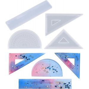 Lot De 4 R&egrave;gles En R&eacute;sine - Moule En Silicone - Rapporteur D'angle - R&egrave;gle Triangulaire - Moule En Fonte Pour Bricolage, Papier &Agrave; Lettre, Bijoux, Artisanat, Cadeaux Faits &Agrave; La Main - Neuf