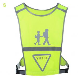 Gilet lumineux LED pour etudiant, vetement de securite reflechissant nocturne reglable, jaune fluorescent, taille S - Neuf