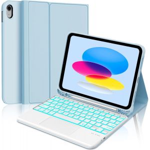 Clavier Pour Ipad 11 Ème A16 2025 - Coque Clavier Ipad 10Eme Generation 2022, Trackpad Multi-Touch,Rétroéclairage 7 Couleurs, Azerty - Neuf