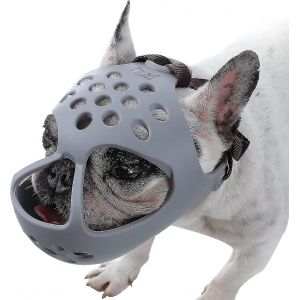 Museliere Pour Chien A Museau Court, Museliere En Silicone Souple, Reglable Et Respirante Pour Bouledogue Francais, Shih Tzu Et Carlin, Pour L'entrainement A La Mastication Et A La Morsure - Neuf