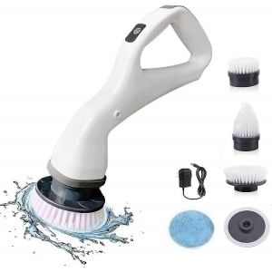 Brosse De Nettoyage Rotative &Eacute;lectrique Rechargeable, 4 Brosses Avec Lames Rempla&ccedil;ables - Neuf