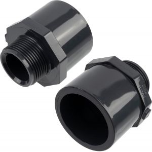 NouvelHorizonstore-K36330 - Lot de 2 Raccords pression/r&eacute;ductions doubles - &agrave; coller &Oslash;63mm et &Oslash;50mm - filetage m&acirc;le 1 1/4" - en plastique - PN 10 - connecteur pour tuyaux - Neuf