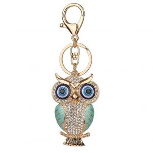 Strass Porte-Cl&eacute;s Porte-Cl&eacute;s Bague Hibou Forme Alliage Porte-Cl&eacute;s Sac D&eacute;coration (Emerald Greet) - Neuf