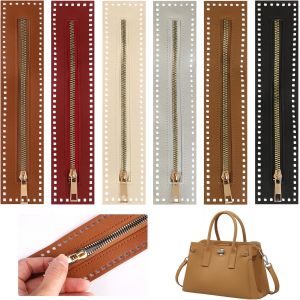 Mevronisshop-6 Pi&egrave;ces Fermeture &Agrave; Glissi&egrave;re En Cuir Pu, 6 Couleurs 27 Cm Longueur Sac &Agrave; Main En M&eacute;tal, Fermeture &Eacute;clair En Cuir Pu Avec Trous, Tiss&eacute; Sac Accessoires &Eacute;clair Pour La Couture Diy Et L'ar - Neuf