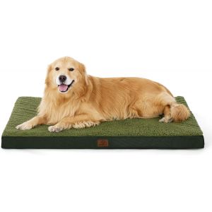 Lit Pour Chien Extra Large Lavable U2013 Oreiller Orthopédique Et Matelas Pour Cage De Chien Avec Housse Amovible En Peluche Sherpa Vert Foncé 112 X 81 X 7,6 Cm - Neuf