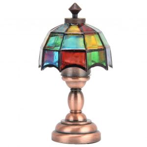 1 :12 maison de poup&eacute;e sans fil LED lampe de bureau lampe de table miniature avec abat-jour color&eacute; - Neuf