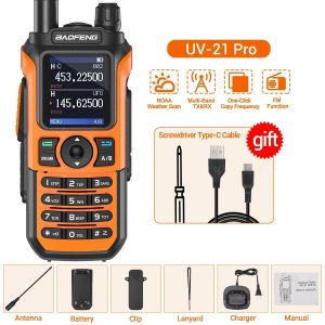 Baofeng-Radio Amateur Uv 21 Pro,Talkie-Walperforé,Copie Sans Fil,16 Km,Am,Longue Portée,Étanche,Multi-Bande,Chargeur De Type C,Uv 5r - Type Orange-Euro - Neuf