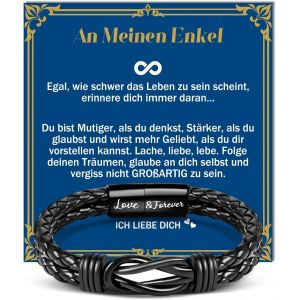 Kal-Cadeaux Pour Homme Garçon, Bracelet En Cuir Pour Lui, Papa, Homme, Fils, Grand-Père, Petit-Fils, Neveu, Frère, Ami, Cadeau Pour La Saint-Valentin, Noël, La Fête Des Pères, Cadeau - Neuf