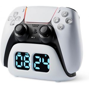 Station de charge rapide pour manette PS5 DualSense, station de charge pour manette sans fil PS5 avec fonction horloge, charge rapide, protection de charge, lampe de charge LED, support de charge - Neuf