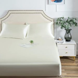 Drap-Housse En Satin De Qualité Supérieure, 90 X 200 Cm, Blanc, Soie, Brillant, Pour Matelas Jusqu'à 25 Cm - Neuf