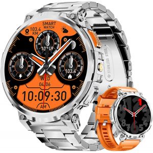 Montre Connect&eacute;e Homme Avec 1,85'' Hd Grand &Eacute;cran/Led Lampe/730mah Batterie,Smartwatch Avec 120+ Modes Sportifs,24/7 Moniteur De Fr&eacute;quence Cardiaque Et Sommeil,Ip68 &Eacute;tanche Pour Android Ios,Argent&eacute; - Neuf