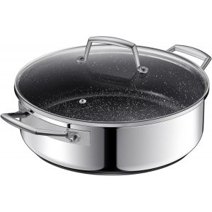 Jexnovashop-Sauteuse De 28 Cm De Haut, Avec Couvercle De 5,2 L, En Acier Inoxydable 18/10, Cocotte Avec Rev&ecirc;tement Antiadh&eacute;sif En C&eacute;ramique, Convient &Agrave; Tous Les Types De Feux, Passe Au Four, Bord Hau - Neuf