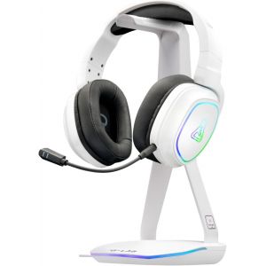 SUBZONAL-K-Stand Hydrogen - Support de Casque Gamer &iquest; RGB 7 Couleurs, Bouton on/Off, 2 x Hub USB + USB-C, Base Antid&eacute;rapante &iquest; Support Universel pour Casque Gamer PC/Ps5/Ps4/Xbox &iquest; Blanc - New - Neuf