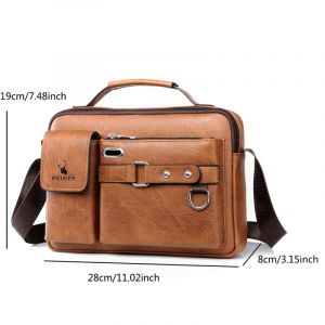 Sac à Main Vintage en Cuir PU pour Homme,Sacoche d'Affaires à Bandoulière à la Mode,2024 - Light brown - Neuf
