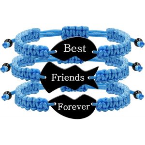 Kal-Ensemble De 3 Bracelets Meilleure Amie Pour Toujours - Charms Coeur Puzzle Tress&eacute;s, Bijoux D'amiti&eacute; Correspondants Grav&eacute;s Pour Bffs Hommes Femmes - Neuf