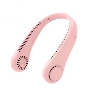 Ventilateur de cou portable et silencieux, mini ventilateur de cou portable et silencieux, ventilateur de camping sans pales, rose - Neuf