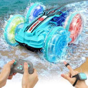 loc-Télécommandée Enfant,360° Rotation Avec Lumière,2,4Ghz 4Wd Rc Tout Terrain,Jouet Cadeau Fille 4-9 Ans (Bleu) - Neuf