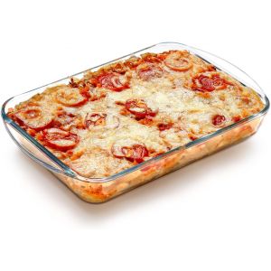 Jexnovashop-Plat Four En Verre, 1,8l Plat Four Rectangulaire Avec Poign&eacute;es, 31x20x5,1cm Plat Au Four, Passe Au Four Et Au Micro Ondes - Neuf