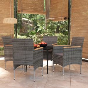 Prolenta Premium - Ensemble &Agrave; Manger De Jardin Et Coussins 5pcs Gris/Noir - Neuf
