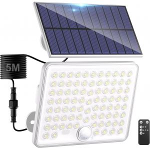 Lampe Solaire Exterieur Detecteur De Mouvement,Led Convex Lenses Projecteur Solaire,3mode 1800mah Lumiere Solaire Exterieur&eacute; Tanch&eacute;it&eacute; Ip65 Spot Ext&eacute;rieur Pour Jardin Garage Blanc - Neuf
