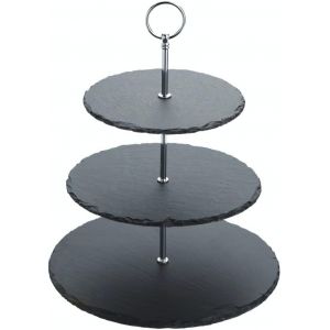 Set De Service &Agrave; G&acirc;teau En Ardoise &Agrave; Trois &Eacute;tages,28,5 X 34,5 Cm,Bo&icirc;te Cadeau - Neuf