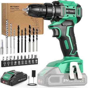 VornixorSarlshopPerceuse Visseuse Sans Fil Brushless, Visseuse Devisseuse Sans Fil 21V avec Batteries 2.0Ah, 45N.m Max, 20+1 R&eacute;glages de Couple, 20 Accessoires, 2 Vitesses pour Bricolage, Vert - Neuf