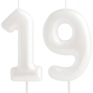 Eryi-Bougie D'anniversaire 19 Ans U2013 Bougies Blanches « Happy 19 » Pour Gâteau, Décorations De Gâteau Pour Filles Et Femmes U2013 Décorations De Fête D'anniversaire Pastel Doux - Neuf