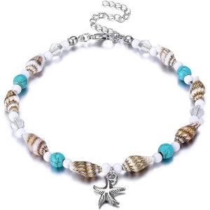 Eryi-Puka Coquillage Bracelet De Cheville Pour Femme, Été Naturel Kauri Bracelet De Cheville Ajustable, Bijoux De Coquillage De Plage Hawaïen Boho Fait À La Main Pour Femmes Cadeaux D'été - Neuf