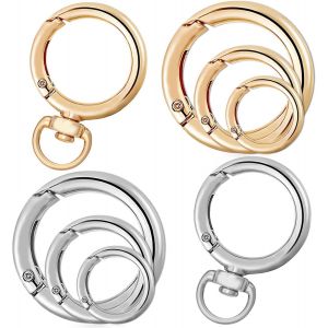 KAL-Lot De 8 Porte-Cl&eacute;s En Or Et En Argent, Attache Porte Cl&eacute; Porte-Cl&eacute;s En M&eacute;tal, Anneau Porte Clef Ronds, Mousquetons &Agrave; Ressort, D&eacute;coration, Crochet Porte Clef Pour Sac D'Artisanat, Accessoires - Neuf