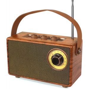 Enceinte portables Bluetooth R&eacute;tro mit Radio FM Vintage,Haut-parleur Sans Fil Vintage mit bois poste radio de cuisine,Enceinte Bluetooth rechargeable &Eacute;l&eacute;gance &agrave; l'Ancienne,Avec AUX/USB/carte TF - Neuf
