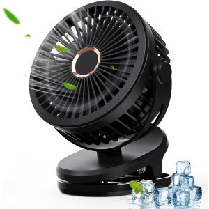 Ventilateur Usb, 5000Mah Ventilateur Portable Ventilateur De Table Mini Ventilateur Petit Ventilateur Rotation 720°- Convient Pour Poussettes Pour Bébés/Voyage/Camping/Maison (Noir[VEN750429] - Neuf