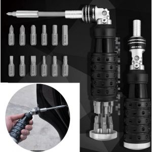 12 en 1 Tournevis, Portable Multi-Effet Cliquet Tournevis, avec 180° Rotatif de la Tête et des Extensions, pour l'Extérieur et Quotidienne d'Outils de Réparation - Neuf