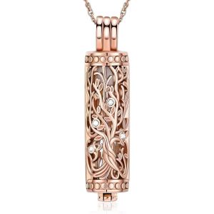 Trahoo-Collier Urne Pour Cendres Pour Homme Et Femme - Arbre De Vie Cylindrique - Bijou Funéraire - Pendentif Funéraire - Cadeau Pour Cendres - Neuf