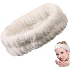 Bandeau Maquillage, Bandeau Maquillage Cheveux Femme, Bandes De Poignet Faciales En Flanelle Pour Femme, Élastique Bandeaus Soin Visage Pour Lavage Du Visage (Noir, L) - Neuf