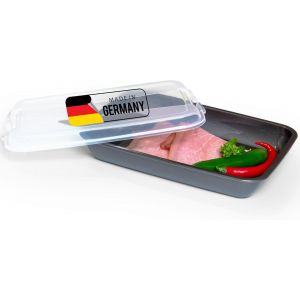 Boîte À Charcuterie Anthracite De Qualité Supérieure Avec Couvercle Transparent-Boîtes De Conservation Pour Saucisses Et Fromages-Dimensions : 25 X 17 X 5 Cm-Organiseur De Réfrigérateur - Neuf