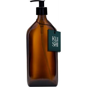 KAL-Bouteille De Distributeur De Savon En Verre Ambré Brun Rectangle Avec Pompe En Plastique Noir, Bouteille Rechargeable Sans Bpa, Distributeur De Savon De Conception Rectangulaire - Neuf