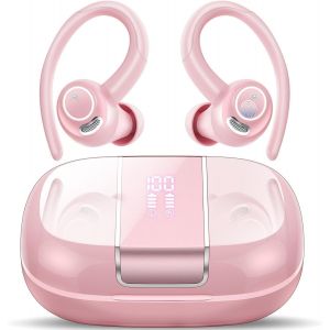KALSG-Ecouteurs Bluetooth Sans Fil Sport,48H Écouteurs Bluetooth 5.3 Avec Enc Antibruit,Ip7 Étanche Oreillette Bluetooth Contrôle Tactile,Écran Led Casque Bluetooth Pour Running/Gym Rose(2025) - Neuf
