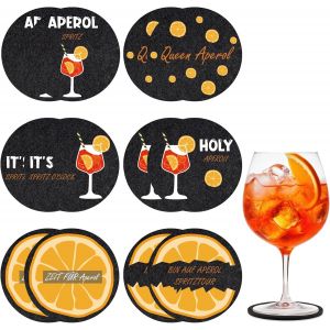 Tianyi-Aperol Lot De 12 Dessous De Verre En Feutre, Cadeau Pour Les Amateurs D'aperol, Dessous De Verre Ronds Aperol, Pour Décoration De Table À Thème, Carnaval, Orange Aperol (Mz6) (12mz) - Neuf