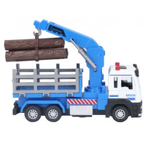Camion forestier jouet 1:32 modele de vehicule en bois avec effet de musique legere pour les enfants de 6 ans et plus bleu - Neuf