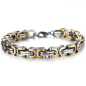Domineering Mode Européenne Et Américaine Tendance Hommes Titane Acier Empereur Chaîne Empereur Bracelet Acier Inoxydable Boucle Carrée Bracelet Cubain Fait - Neuf
