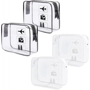MAA-4PCS Trousse de Toilette Transparente, Kit de Voyage pour L¿Avion, PVC Étanche Trousse Toilette, Pochette Transparente Voyage pour Le Transport de Liquides - Neuf