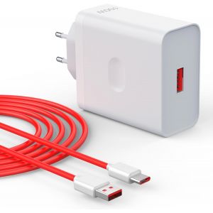 JGD-100W Chargeur Rapide pour Oneplus SuperVooc 13 12 12R 11 10 9 10T 8T 7T Pro, Nord 5 4 2T CE 2 3 Oppo Reno 12 Pro 12F 11F, Realme GT 7 12x Fastcharger Adapter avec 8A C&acirc;ble USB C 1M - Neuf