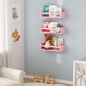 CAUC-Gieanoo Lot de 2 &eacute;tag&egrave;res murales pour chambre d'enfant, 40 cm, pour salon, salle de bain, chambre &agrave; coucher (rose) - Neuf