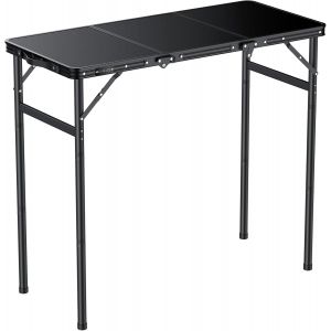 Ulteronixshop-Table De Camping Pliante, 3 Hauteurs R&eacute;glables, Table De Pique-Nique Pliante Portable En Aluminium Pour Barbecue, Cuisine, Ext&eacute;rieur, Installation Filet&eacute;e, 90 X 40 Cm, Noir - Neuf