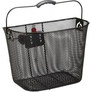 Subzonal-Relaxdays Panier De Vélo Avant, Amovible, Montage & Démontage Rapide, Guidon, Métal, Mailles Serrées, 27x34,5x26cm, Noir - Neuf