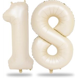 Grands Ballons Beiges En Forme De Chiffre Pour Gar&ccedil;ons Et Filles De 18 Ans,101,6 Cm,Grand Format Feuille D'Aluminium 1 Et 8 Pour Gar&ccedil;ons Et Filles,Sable Blanc,Pour D&eacute;coration De F&ecirc;te - Neuf